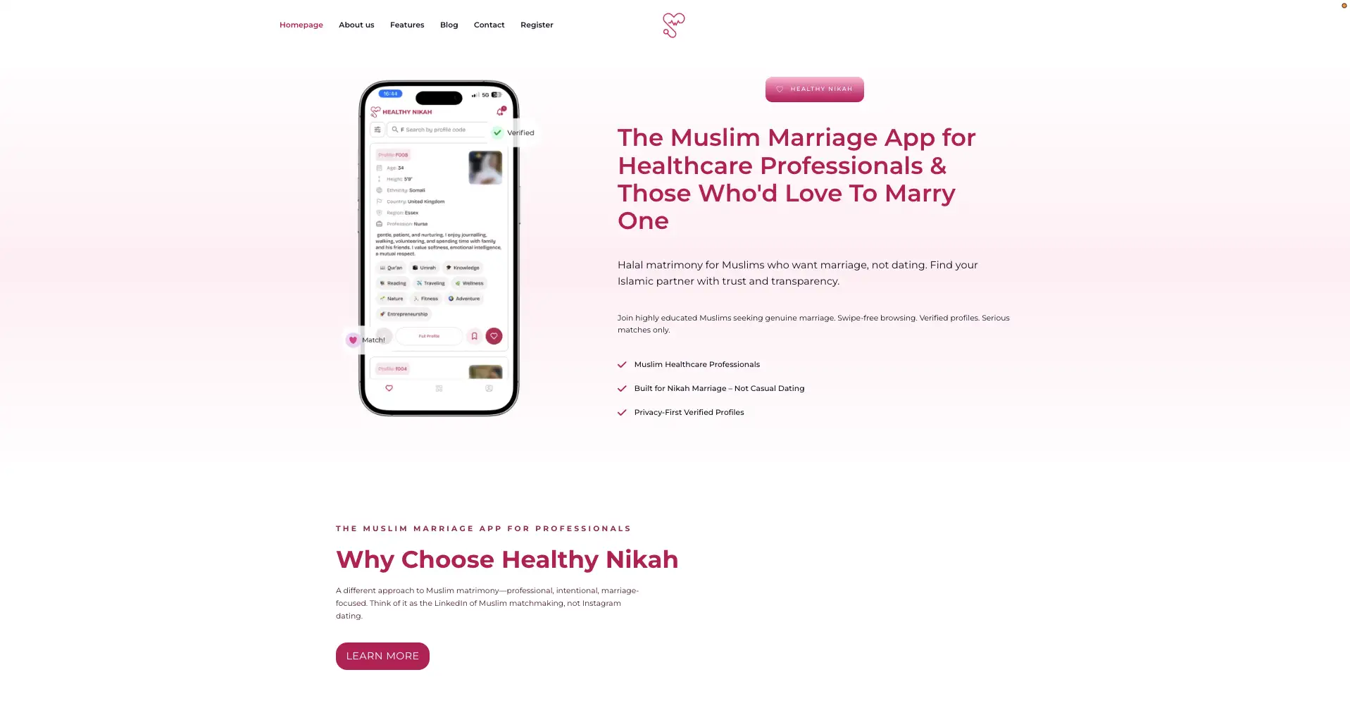 Healthy Nikah Website Preview